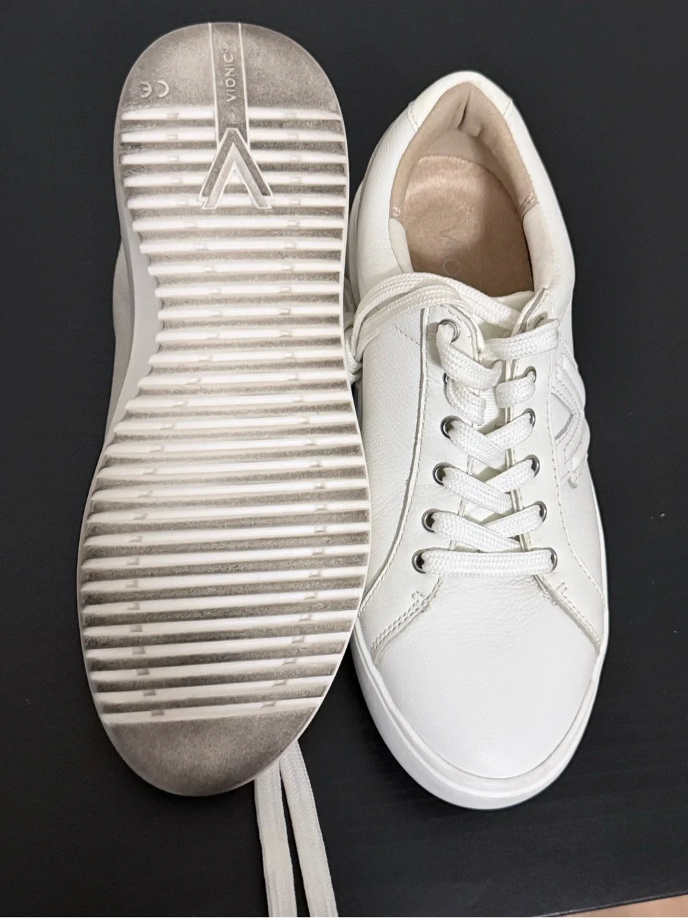 Vionic Kearny Platform Sneakers in smooth white leather.